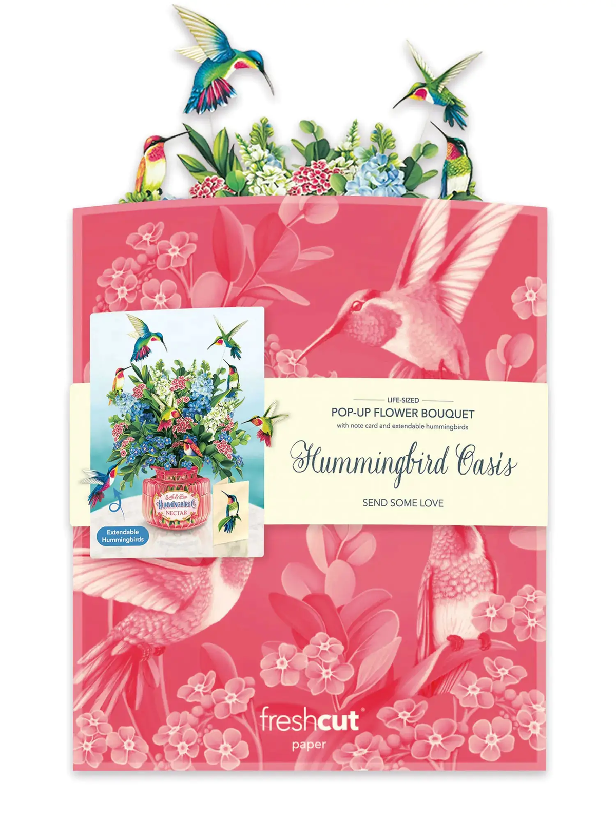 Hummingbird Oasis Pop-Up - FreshCut Paper packaging