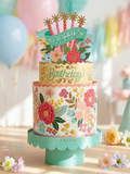 Blooming Birthday Cake Pop-Up - assembled with balloons